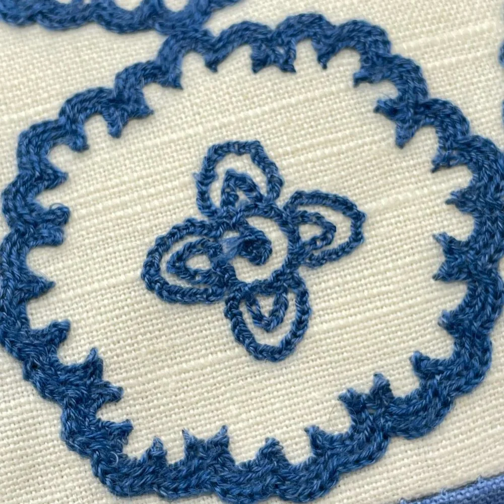 Decorative Cushion Embroidered Pillow Blue White Pattern Home Decor‎ Living Room